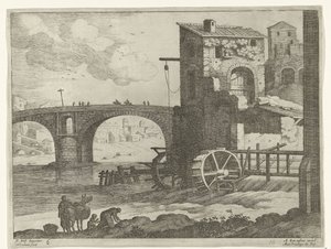 橋と水車 イタリアの風景（連載タイトル） 作： Willem van Nieulandt (II)