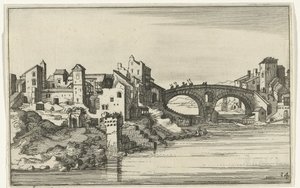 川に架かる橋 ローマ時代の遺跡と海岸の風景 (シリーズ 1) (シリーズ タイトル) 作： Willem van Nieulandt (II)
