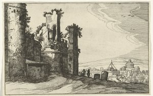 モンテピンチョからのローマの眺め ローマ時代の遺跡と海岸の風景 (シリーズ 1) (シリーズ タイトル) 作： Willem van Nieulandt (II)