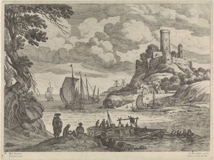 船のあるハーバー ビュー 作： Willem van Nieulandt (II)