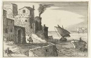 沿岸の村 ローマ時代の遺跡と海岸の風景 (シリーズ 1) (シリーズ タイトル) 作： Willem van Nieulandt (II)