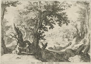 キリストの誘惑のある風景 ソリチューディネ・テンタットのサタン・クリスタム（オブジェクトのタイトル） 聖書の場面のあるイタリアの風景 (シリーズ タイトル) 作： Willem van Nieulandt (II)