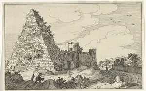 ガイウス・ケスティウスのピラミッド ローマ時代の遺跡と海岸の風景 (シリーズ 1) (シリーズ タイトル) 作： Willem van Nieulandt (II)