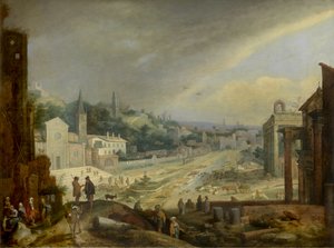 Vista do Campo Vaccino, Roma (óleo sobre painel) 作： Willem van Nieulandt
