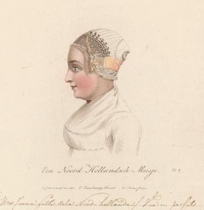 北ホラントの少女の帽子、1816 年 A North Holland Girl / Une Jeune fille de la Nord-hollande / Vue en profil (オブジェクトのタイトル) 作： Willem van Senus