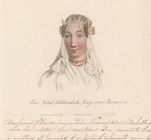 プルムレンド出身の少女の帽子、1816 年 A North Holland Girl of Purmerend / Une Jeune fille de purmerend - Province dela Nord-hollande avec sa calotte son manteau son ornament ses aiguilles et epingles d