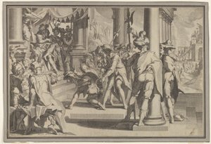 正義のアレゴリー 法の尊厳 恩赦を受ける男を描いた法廷シーン 1605年 作： Willem van Swanenburg