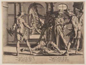正義の王座（Thronus Iustitiae）』よりローマ判事のパピニアンの斬首、プレート5 作： Willem van Swanenburgh