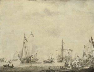 1660年、イングランド王チャールズ2世を乗せてムルダイクから出航したロイヤル・ヨットとステート・ヨット