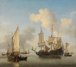 海岸のアンカーで船 作： Willem van de Velde (II)