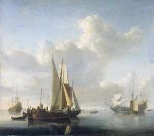 海岸の前に船 沖合の船 作： Willem van de Velde (II)