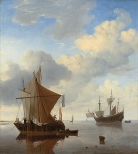穏やかな-アンカーでのsmalschipとkaag、英語のman-o "-warの向こう 作： Willem van de Velde