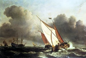 上昇する強風でオフショアのオランダ海運 作： Willem van de Velde