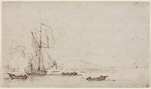 敬礼を受けるヨット 作： Willem van de Velde