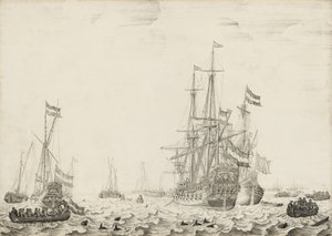 海岸近くのオランダ船（1650年代前半 作： Willem van de Velde I