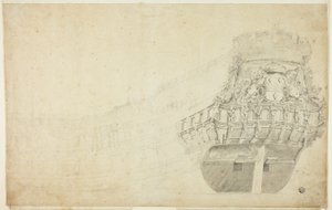 左舷から見たオランダ船の部分スケッチ 作： Willem van de Velde I
