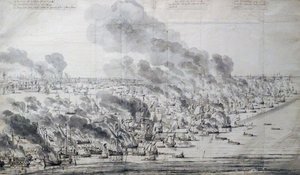 テルスヘリングでオランダ艦隊を砲撃したロバート・ホームズ 作： Willem van de Velde the Elder