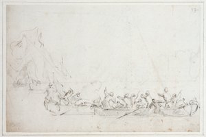 オランダまたはイギリスとバーバリー海賊の船上での戦い（1675年頃）（白亜 作： Willem van de Velde the Younger