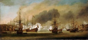 1665年8月3日、ベルゲン（またはヴァーゲン）の戦い（ノルウェー）（1665年8月13日） 作： Willem van de Velde the Younger