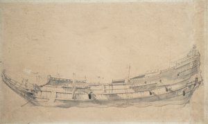 オランダのフリゲート艦の肖像 1655年頃（黒鉛、灰色水彩） 作： Willem van de Velde the Younger