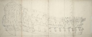 イギリスの三流船の肖像 1680年頃（黒鉛、ペン、インク） 作： Willem van de Velde the Younger