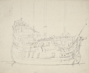 サクセス号の肖像」1675年頃（鉛筆画） 作： Willem van de Velde the Younger