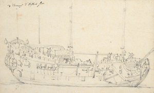 トーマスとエリザベス」の肖像、1690年頃（黒鉛画） 作： Willem van de Velde the Younger