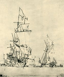 17世紀半ばから後半にかけての海上船、1943年。 作： Willem van de Velde the Younger