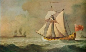 フレッシュブリーズの海でのクリーブランドヨット、1678 作： Willem van de Velde the Younger