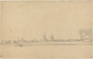 オランダの町（デルフト？）の眺め 作： Willem van de Velde the Younger