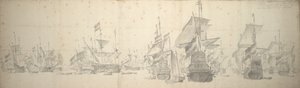 1658年10月7日～17日、テルシェリング沖のオランダ艦隊で開かれた海戦会議 作： Willem van de the Elder Velde