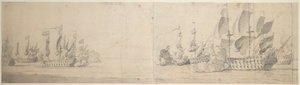 ビーチとファン・ヘントのアクション 作： Willem van de the Elder Velde