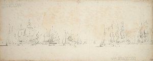 北海でトロンプ艦隊と合流するデ・ルイター（1665年8月8日～18日 作： Willem van de the Elder Velde