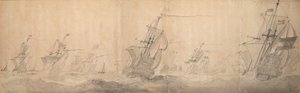 北フリジア諸島沖を打ち上げるオランダ艦隊9[OS]／1658年10月19日 作： Willem van de the Elder Velde