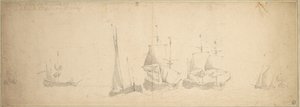 海に浮かぶオランダ船、1665年5月28日-6月7日 作： Willem van de the Elder Velde