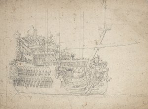 フランス製2階建ての肖像 作： Willem van de the Elder Velde