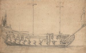 イギリス人4等兵の肖像、約42門、1675年頃（鉛筆、水彩） 作： Willem van de the Elder Velde
