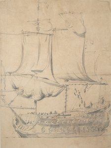 イギリス三流肖像画 1685年頃（黒鉛、灰色水彩） 作： Willem van de the Elder Velde