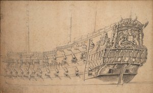 マウンタグの肖像」1661年頃（黒鉛、灰色水彩） 作： Willem van de the Elder Velde