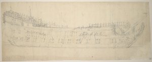 1621年に建造され、1653年に再建された64門の「Swiftsure」の肖像画