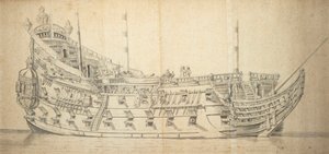 トレ・フォルディグの肖像》1659年頃（グレー・ウォッシュ） 作： Willem van de the Elder Velde