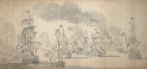 ソレベイの戦い、1672年5月28日～6月7日（黒鉛画） 作： Willem van de the Elder Velde