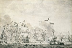 サウンドの戦い、1658年10月29日～11月8日、1660年頃（油絵） 作： Willem van de the Elder Velde