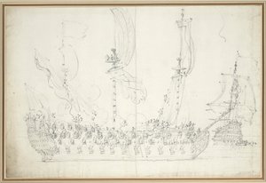 微風の前の「公爵夫人」、1681年頃（黒鉛画） 作： Willem van de the Elder Velde