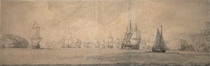 1665年8月25日～9月4日、ボック・オプ・ラー（ビャエルケロ）に向けて航行するオランダのインディア船 作： Willem van de the Elder Velde
