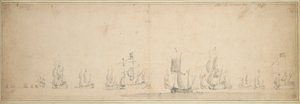ローストフト海戦前のオランダ艦隊（1665年5月～6月 作： Willem van de the Elder Velde