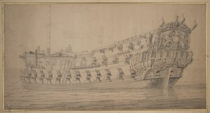 ヨーク"、1674年頃（黒鉛、灰色水彩） 作： Willem van de the Elder Velde