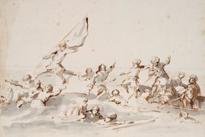 ボートでの戦い 1685年頃（ペン、インク） 作： Willem van de Velde the Younger