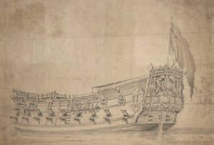 プロヴィデンス号」の肖像 1661年頃（黒鉛、灰色水彩） 作： Willem van de Velde the Younger