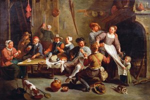 カードプレーヤーとインのインテリア 作： Willem van the Elder Herp